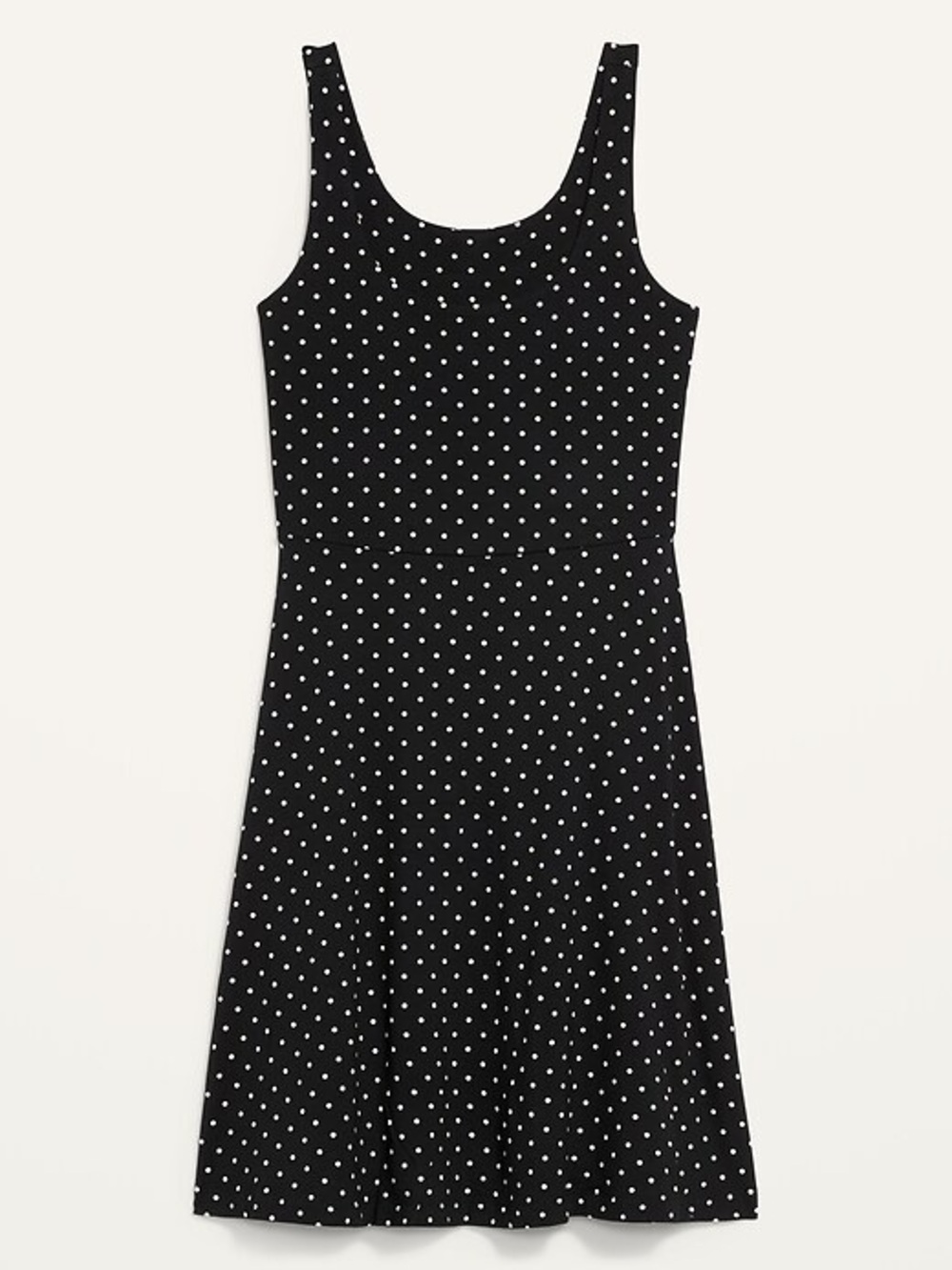 Black and White Polka Dot Scoop Neck A-Line Dress